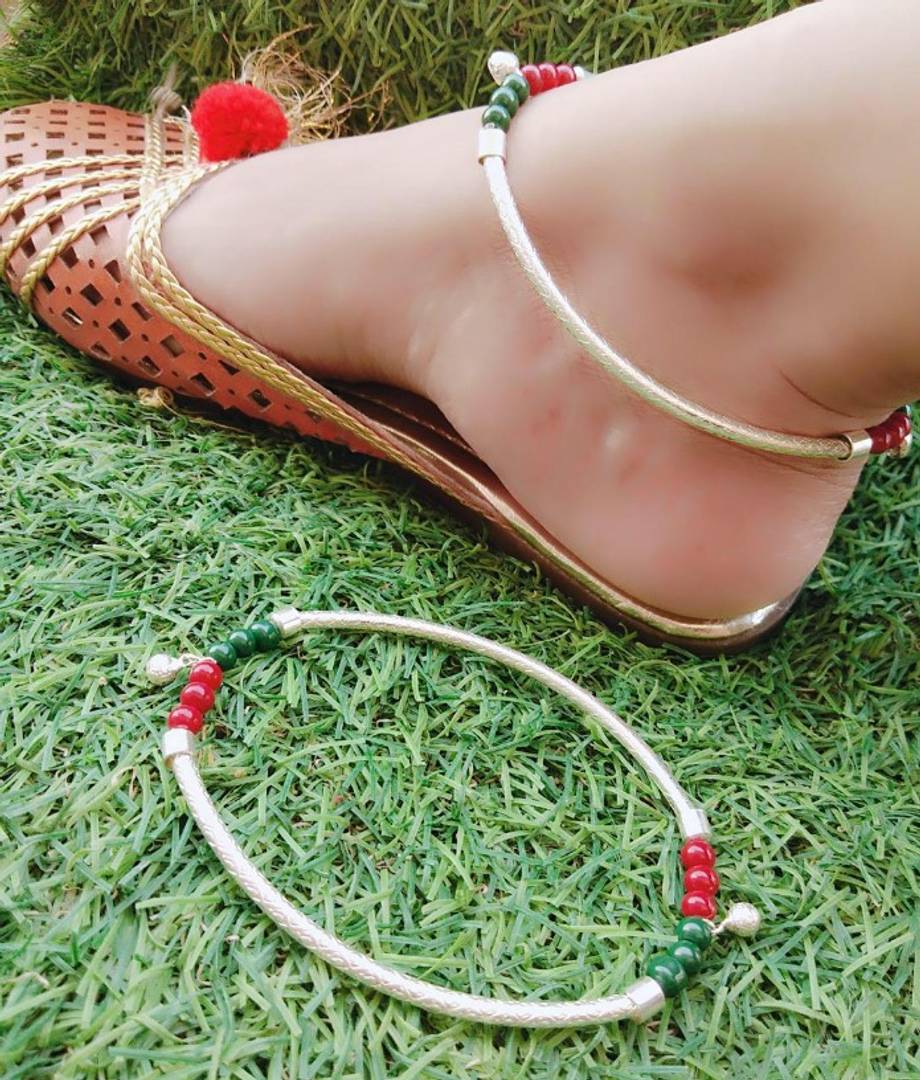 Trendy Beautiful Brass Silver Plated Anklets